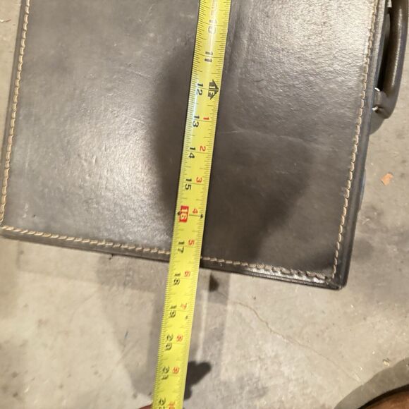 Vintage Gray Stitched Briefcase Brief Case Hard Shell Silver Accents - BUB - Picture 5 of 8